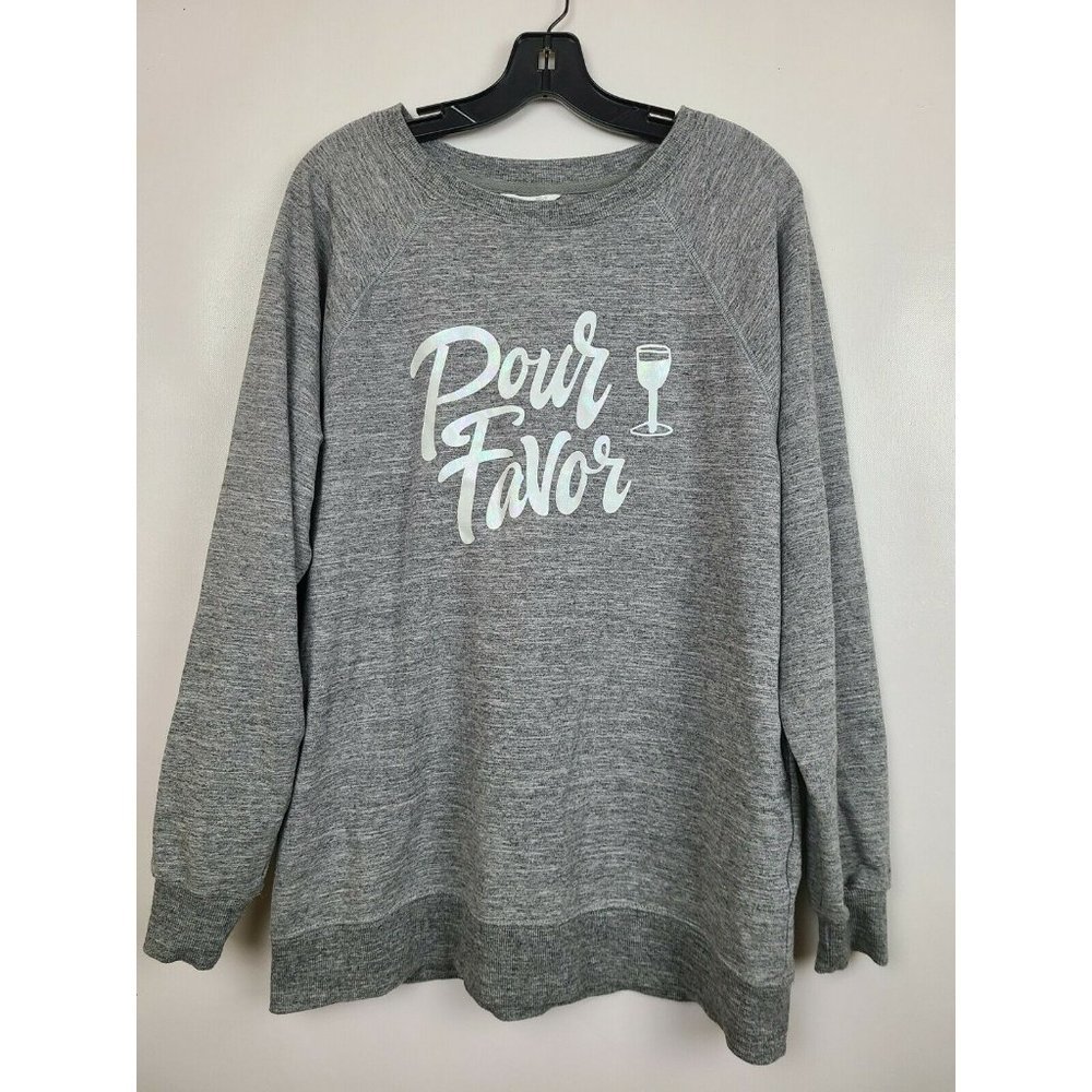 Wildfox Womens Gray Crew Neck Pullover Pour Favor Statement Sweatshirt Sz Medium - Picture 2 of 8